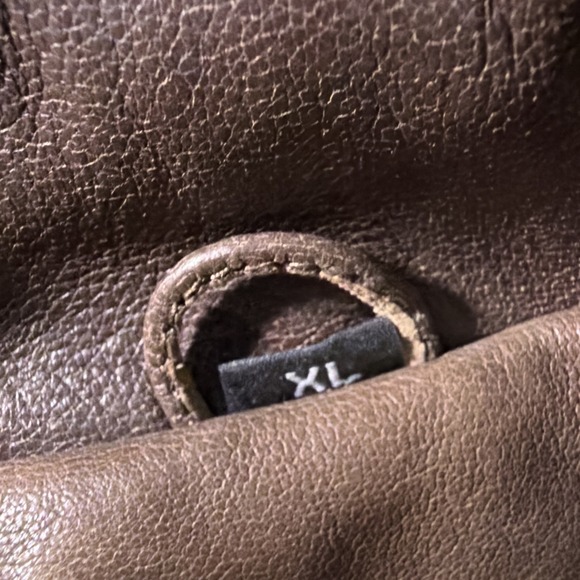 Vintage Motorcycle Jacket Belted Chocolate Brown Worn Look Size XL 100% Leather - Picture 14 of 16